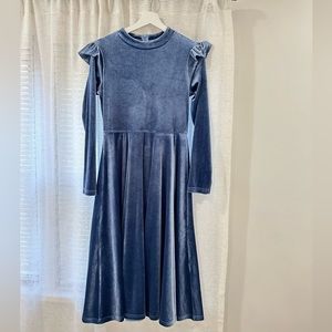 Ivy city La la lady blue velvet holiday dress small size.